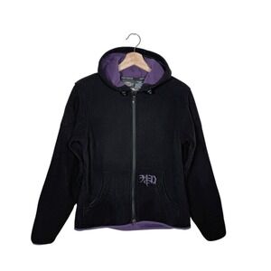 Y2K Harley Davidson Womens Black Purple Fleece Zip Up Jacket Size M